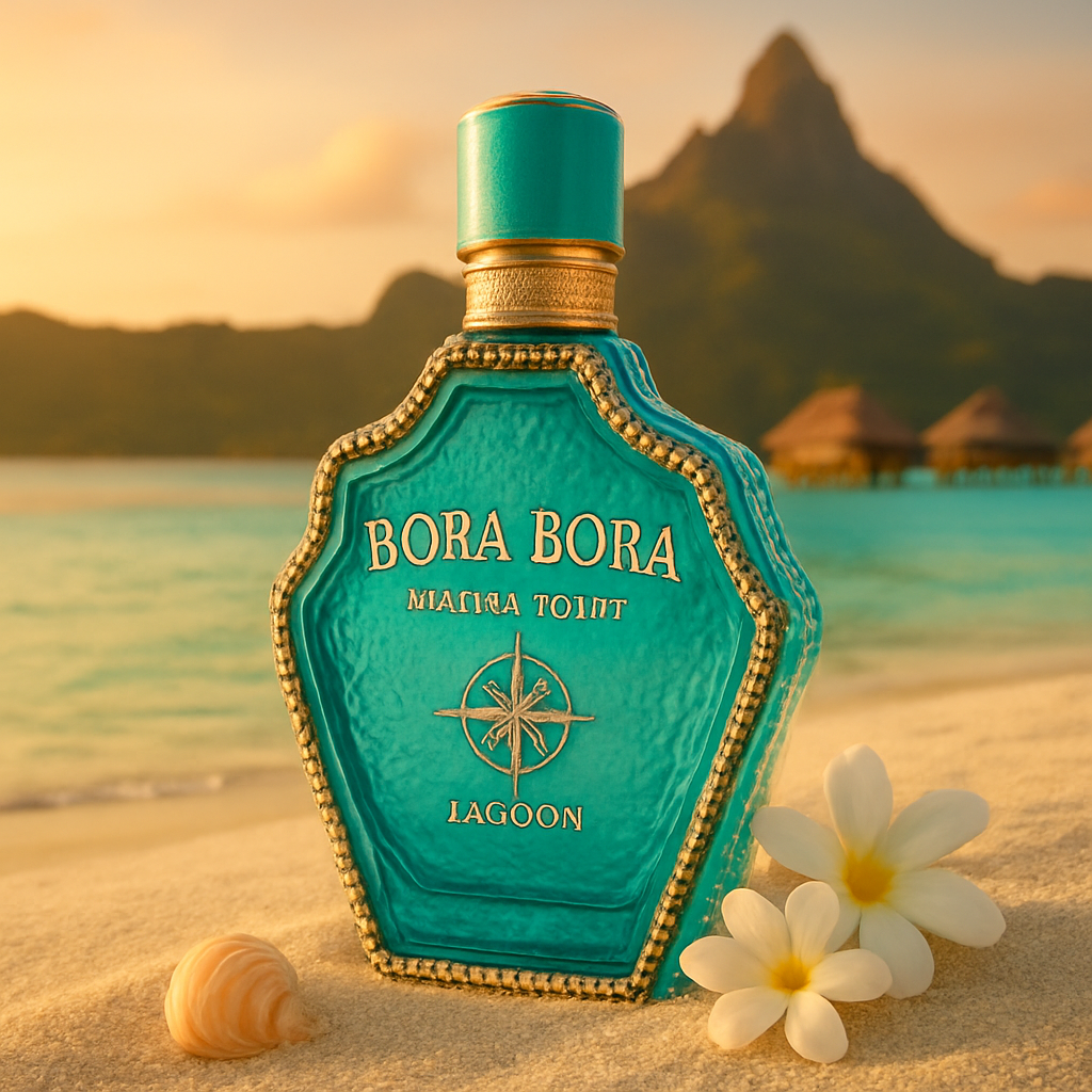Bora Bora island-shaped perfume bottle