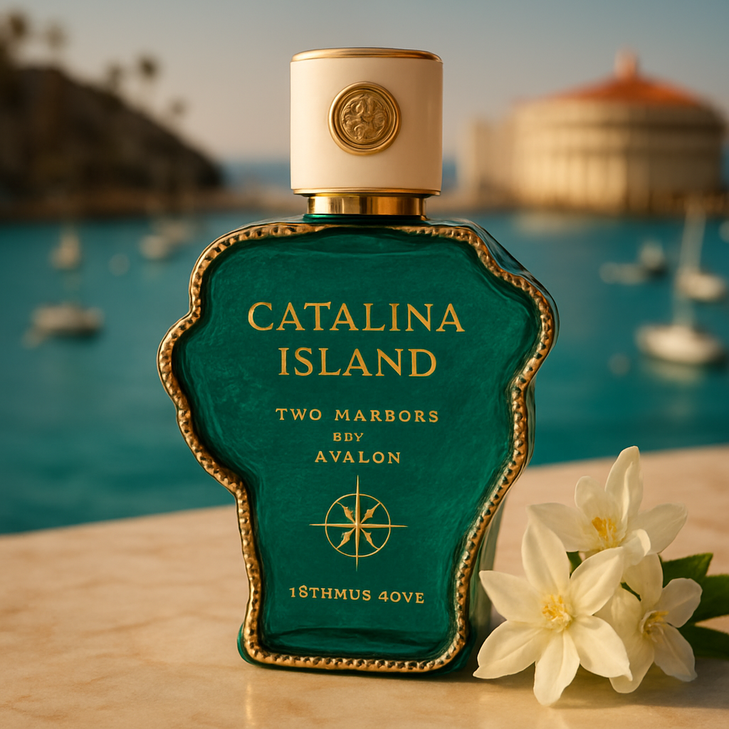 Catalina island-shaped perfume bottle
