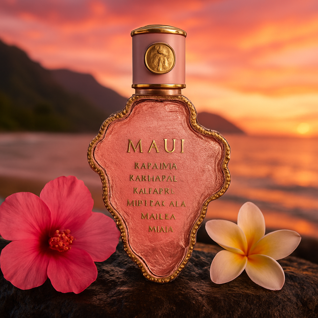 Maui island-shaped perfume bottle