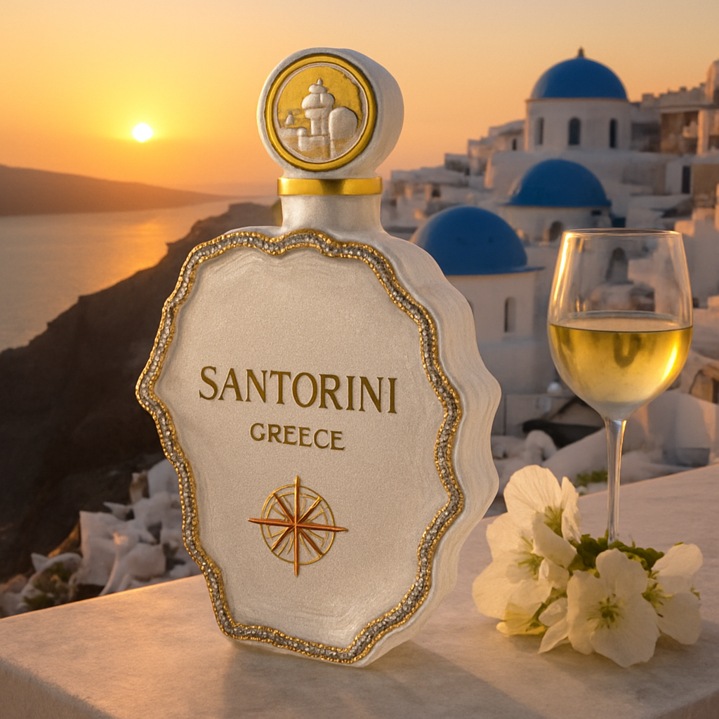 Santorini island-shaped perfume bottle